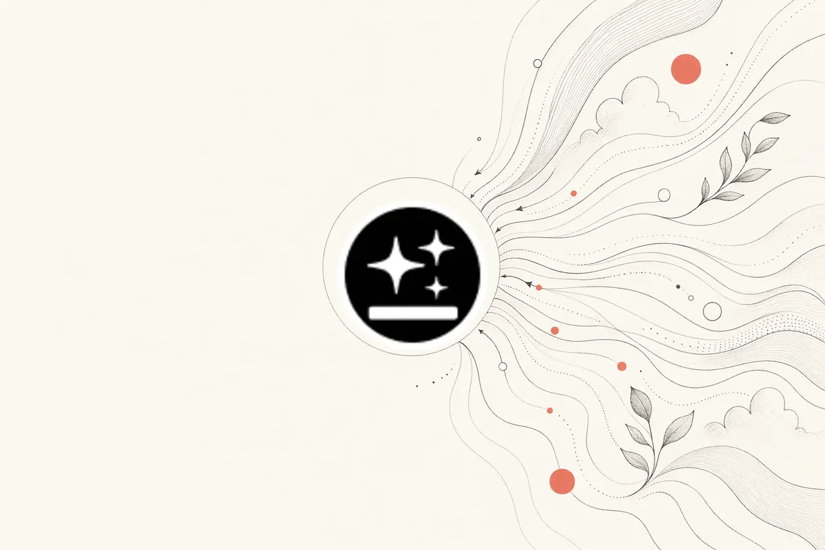 OpenDesign vs Genspark — ilustração editorial em papel de tom quente de um prompt convergindo para um hub de design que é seu