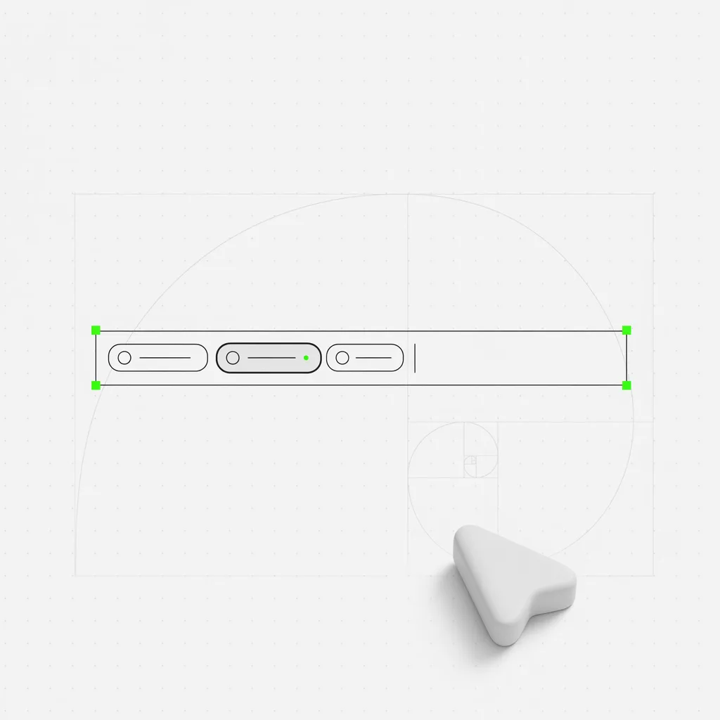 Uma linha de entrada do compositor segurando vários tokens de pílulas de menção arredondadas, com uma pílula selecionada dentro de um quadro de seleção verde, sobre um fundo editorial quase branco